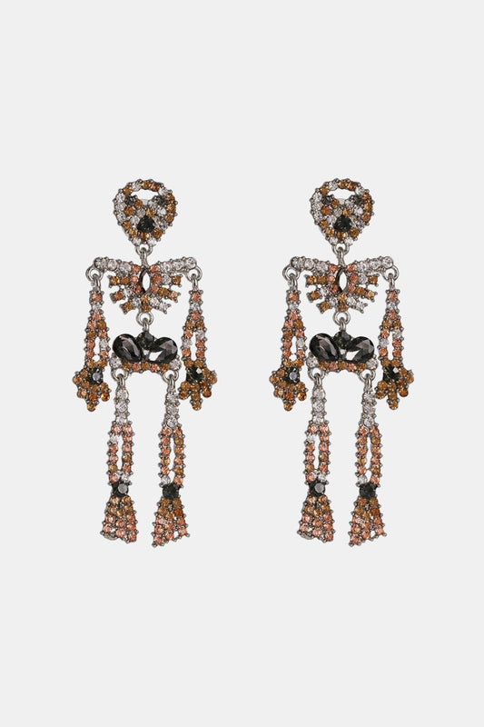 KayBee So Spooky Halloween Sparkly Skeleton Shape Glass Stone Dangle Earrings