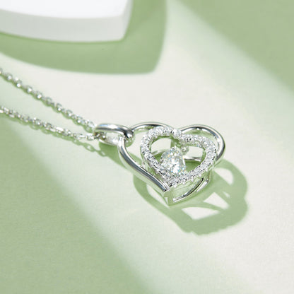 KayBee & Company 925SS Heart and Dropped Diamond Necklace