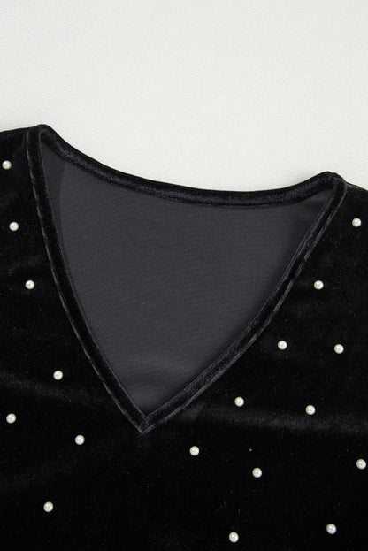 KayBee Pearl Detail V-Neck Long Sleeve Bodysuit