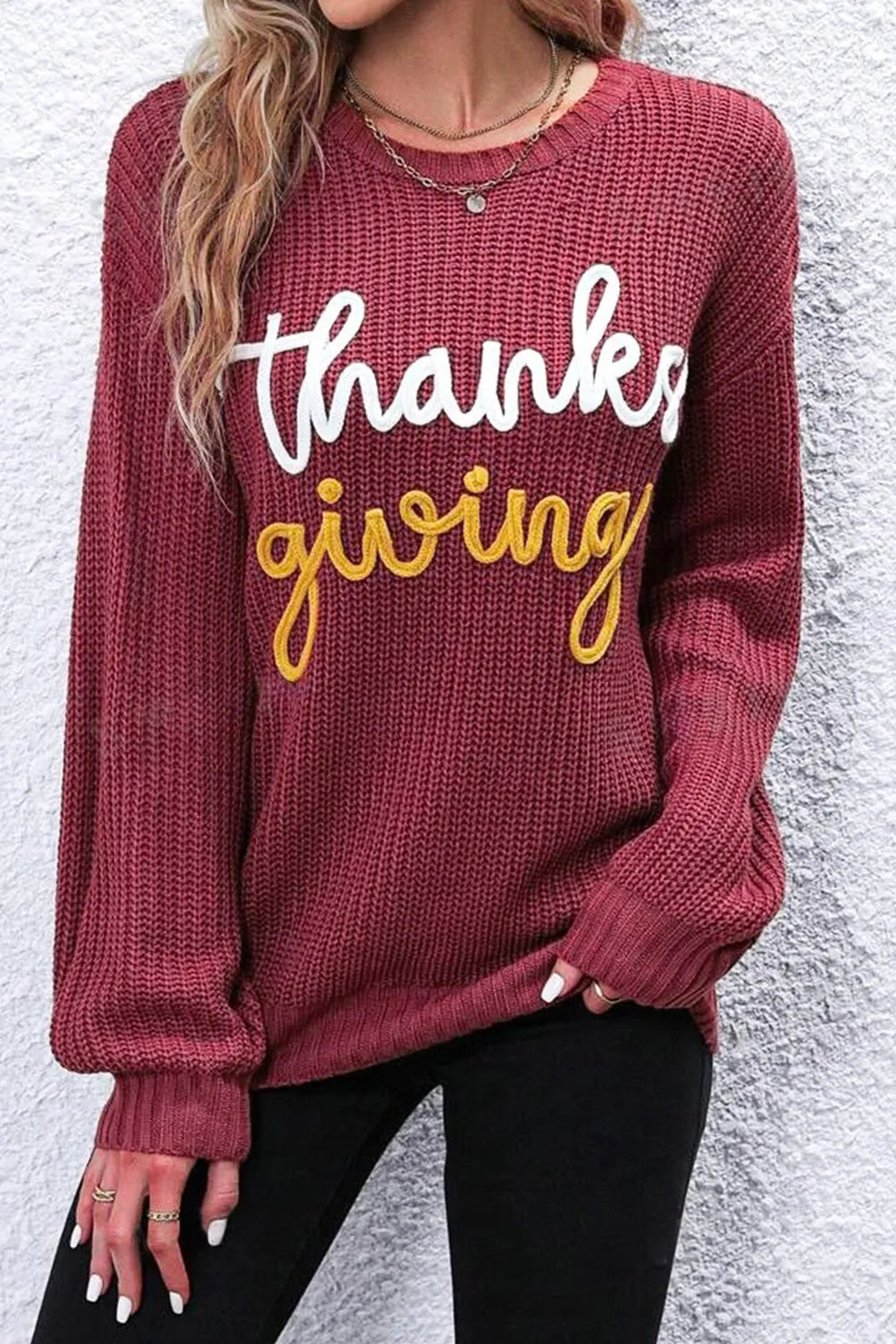 KayBee So Thankfall THANKSGIVING Round Neck Long Sleeve Sweater
