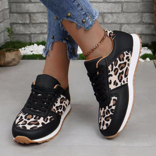 KayBee Leopard Tied Printed Leather Athletic Sneaker