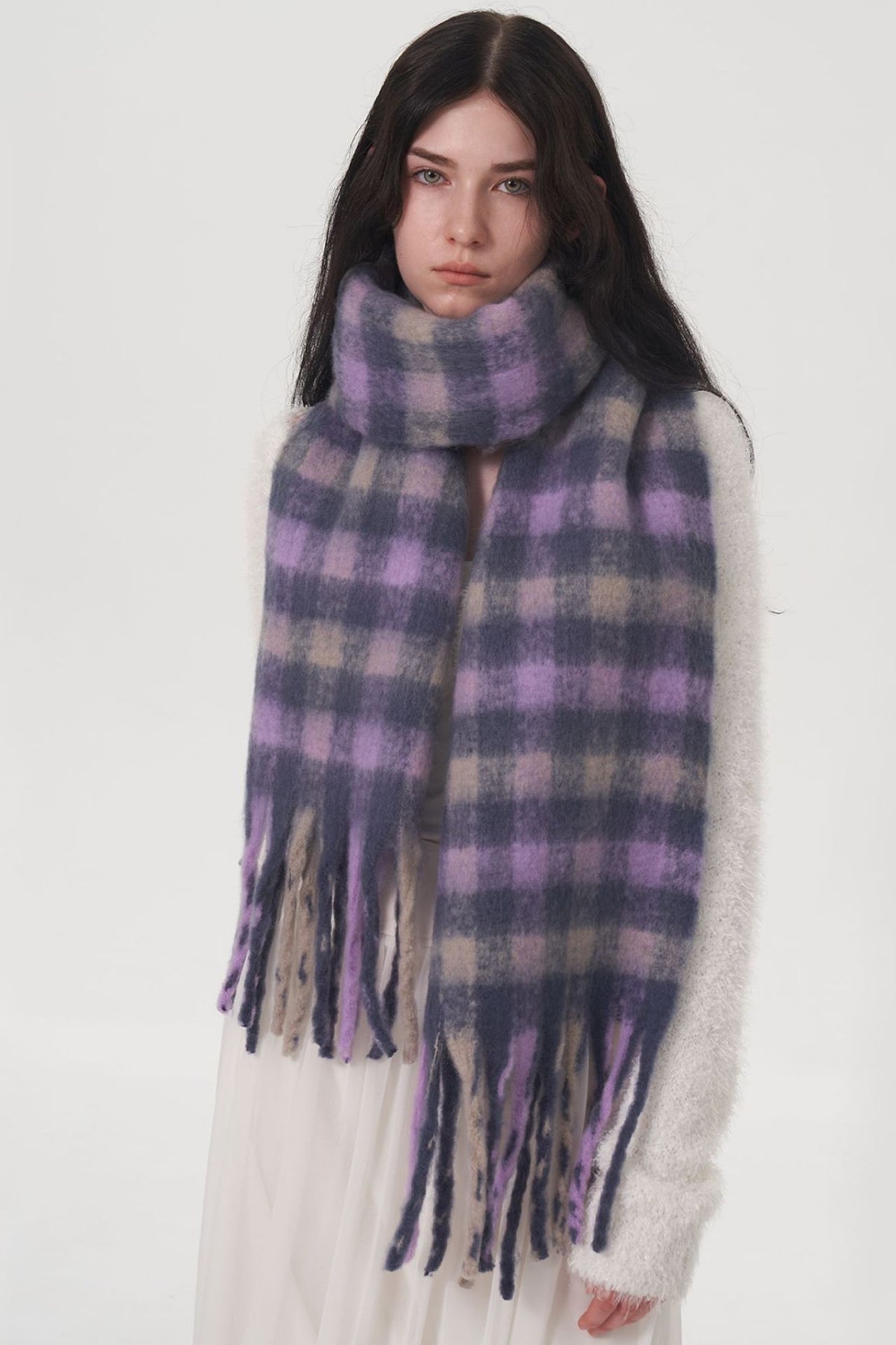 KayBee Fringed Plaid Scarf