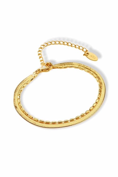 Stunning 18K Gold Double-Layer Chain Bracelet