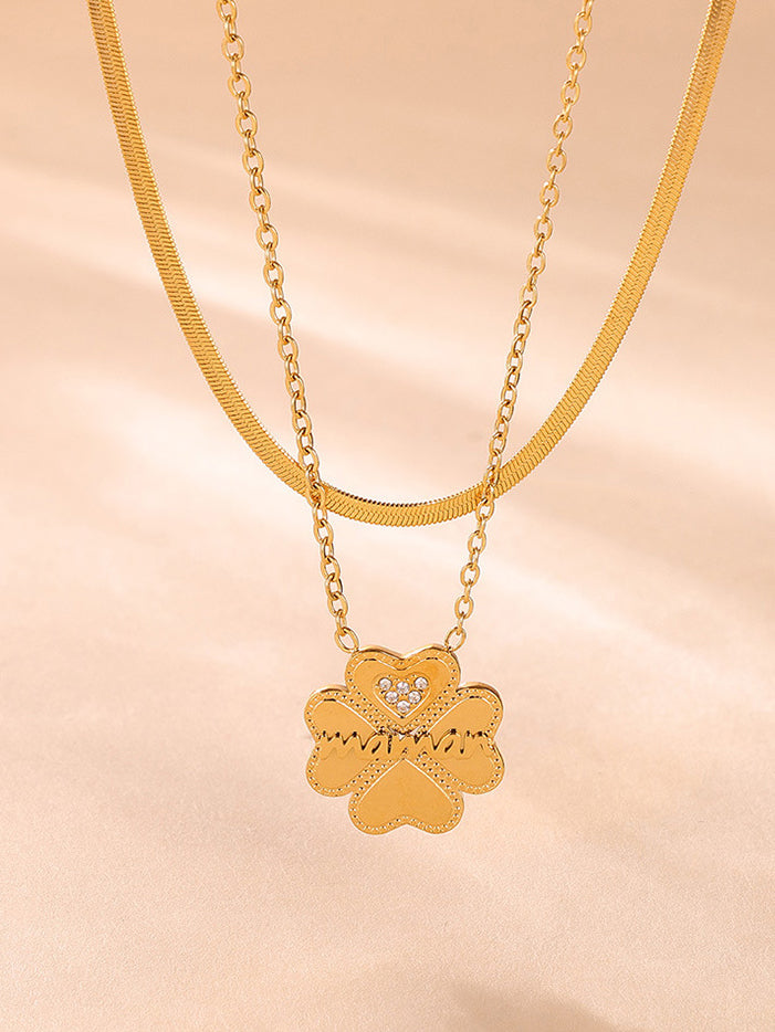 KayBee & Company 2 Piece 18K Inlaid Lucky Clover Necklace