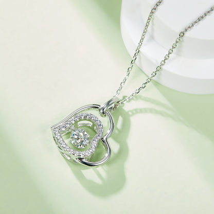 KayBee & Company 925SS Heart and Dropped Diamond Necklace