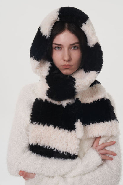 KayBee Fuzzy Contrast Striped Scarf