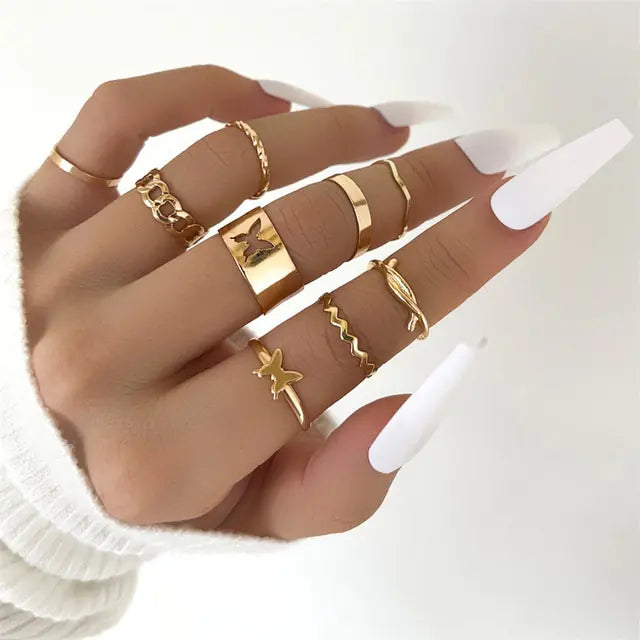 Unique Boho Inspired Geometric Infinity Rings Set - Set of 10