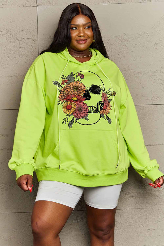 Simply Love Simply Love Floral Skull Graphic Hoodie