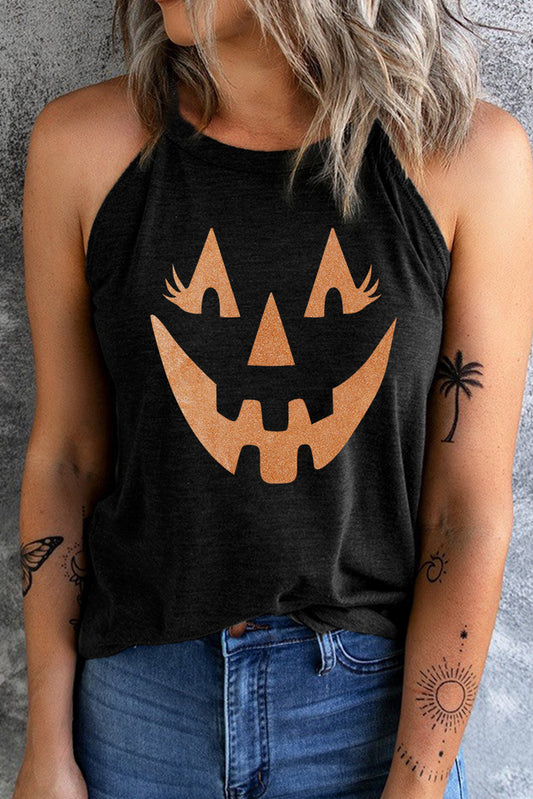 KayBee So Spooky Halloween Round Neck Jack-O'-Lantern Graphic Tank Top