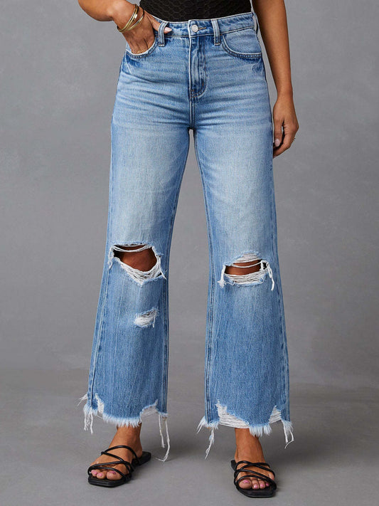 KayBee & Company Distressed Raw Hem Jeans