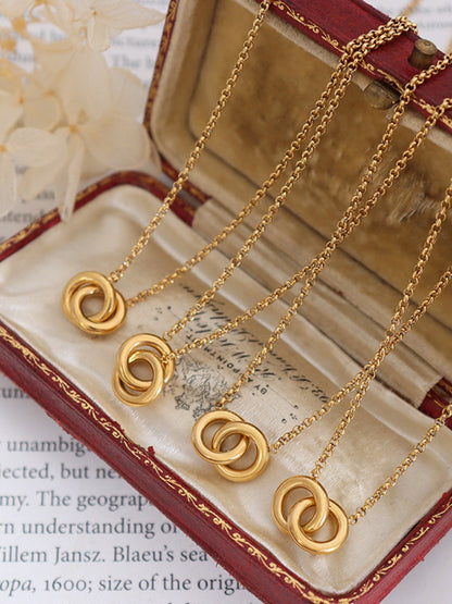 KayBee & Company 18K Two Hoops Pendant Necklace