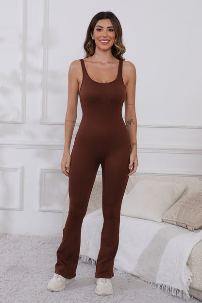 KayBee Backed Scoop Neck Wide Strap Active Jumpsuit