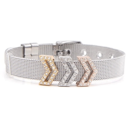 3 Chevron Pavé Silver Bracelet